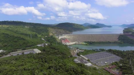 Aerial-view-of-Akosombo-Dam,-Ghana