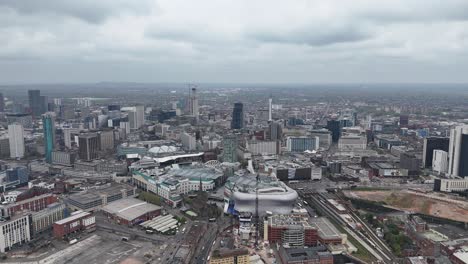 Zurückziehen-Drohne-Luftaufnahme-Rückwärts-Enthüllen-Birmingham-Stadtzentrum-Großbritannien-Drohne,-Luftaufnahme