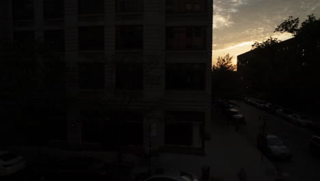 Panning-sunset-timelapse-of-West-Village,-New-York-City