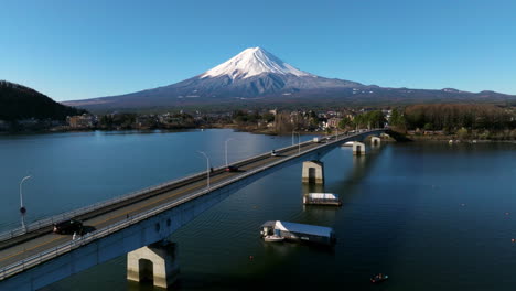 Kawaguchiko-Ohashi-Bridge-Across-Lake-Kawaguchi-With-View-Of-Mt