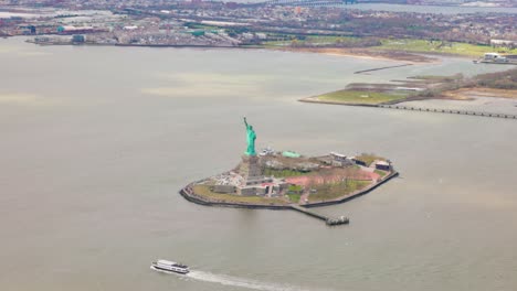 Estatua-De-La-Libertad-Helicóptero-Ciudad-De-Nueva-York