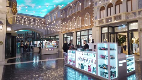 The-Grand-Canal-Shoppes-Located-Within-the-Venetian-Resort-in-Las-Vegas,-Nevada,-USA---Pan-Up-Shot