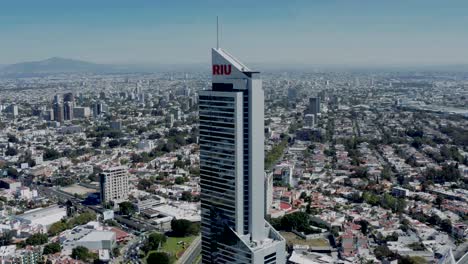 Drone-view-of-the-Riu-Hotel-in-Guadalajara,-Jalisco,-Mexico