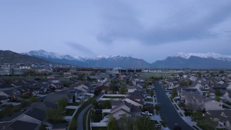 Lehi,-Utah-and-Silicon-Slopes-at-dusk---aerial-flyover