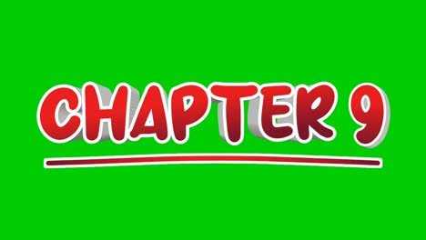 Chapter-9-nine-text-Animation-motion-graphics-pop-up-on-green-screen-background