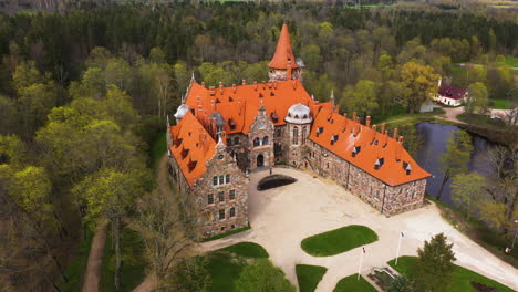 Cesvaine-medieval-castle-in-Latvia-from-above