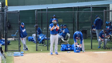 Clayton-Kershaw-Sesión-De-Bullpen-De-Entrenamiento-De-Primavera---Lanzador-Zurdo-De-Los-Dodgers-De-Los-Ángeles---Béisbol-En-Glendale,-Arizona