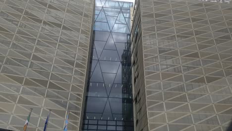 Panning-shot-of-Anglo-Irish-Bank-HQ-Entrance-Dublin