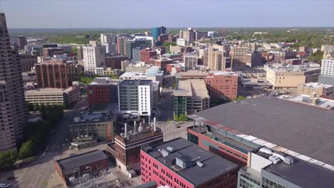 Drone-Shot-of-Grand-Rapids-Skyline