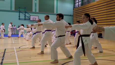 A-group-of-people-training-at-a-Karate-Club