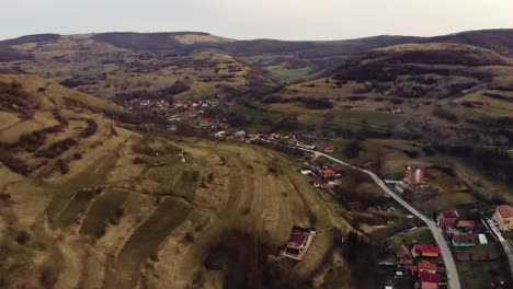 Aerial-view-over-a-village-in-Romania