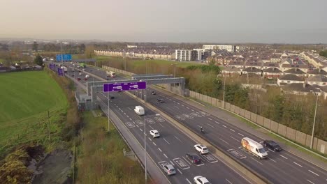 Car-crossing-toll-plaza-on-M50-motorway-in-Dublin