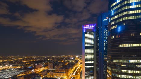 Views-from-the-Torre-Espacio,-Madrid-four-towers