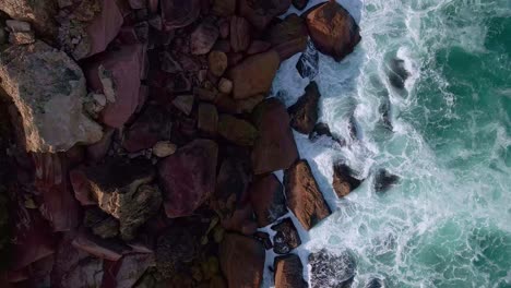 Ocean-Waves-Crashing-Against-The-Rocky-Coastline-Of-Talia-In-South-Australia