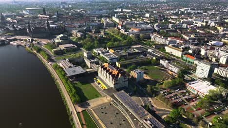 Dresden-Drone-over-The-Historic-Old-Town-District-In-Dresden,-Germany