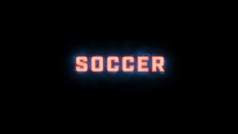 A-short-high-quality-motion-graphic-typographic-reveal-of-the-words-"soccer"-with-various-colour-options-on-a-black-background,-animated-in-and-animated-out-with-electric,-misty-elements