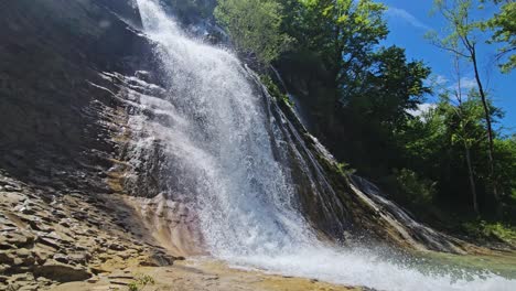 Experience-the-serene-beauty-of-a-cascading-waterfall-captured-by-a-stationary-camera