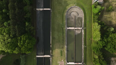 Collierville-wastewater-treatment-plant-in-tennessee-during-daylight,-aerial-view