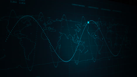 Eine-Anzeige-Von-Daten-über-Umlaufende-Satelliten-Rund-Um-Den-Globus