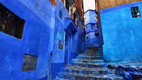 Blue-city-of-Morocco,-Chefchaouen-after-rain,-beautiful-touristic-town-Africa