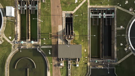 The-collierville-wastewater-treatment-plant-in-tennessee,-showcasing-the-facility's-layout-and-equipment,-aerial-view