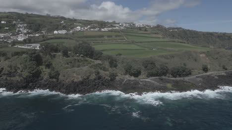 Jagged-and-rocky-coast-of-Santo-Antonio,-Sao-Miguel-of-Azores-islands