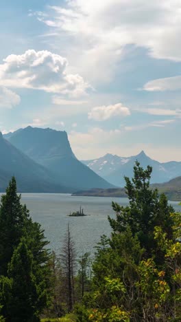 Vertical-4k-Timelapse,-Clouds-Above-Glacier-National-Park-Peaks-and-St