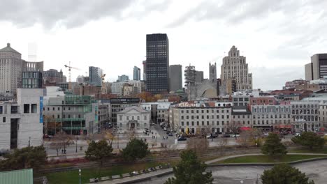 aerial-skyline-cityscape-of-historical-district-Old-Port-of-Montreal-city-Quebec-Canada