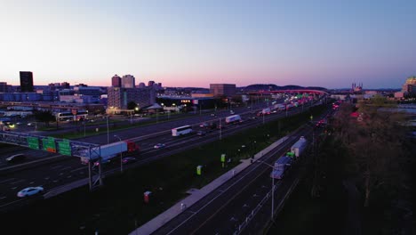 Static-sunset-aerial-over-New-Haven-Connecticut