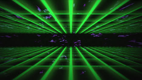 Heller-Neongrüner-Retro-Wellenperspektiven-Gitterhintergrund,-Futuristische-Grafische-Darstellung