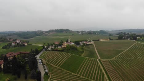 Drone-fly-straight-over-Villa-Sparina-In-Monterotondo-land-of-Gavi-wine