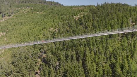 Die-Sky-Bridge-Ist-Eine-Touristenattraktion-In-Der-Tschechischen-Republik,-Die-Für-Mutige-Besucher-Geeignet-Ist,-Die-Das-Tal-Auf-Einer-Hängebrücke-überqueren-Möchten