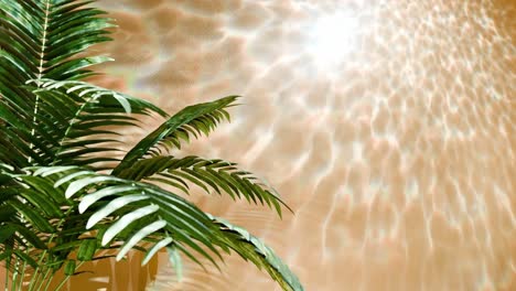 Pflanze-Baum-Tropische-Natur-Auf-Flüssigem-Hintergrund-Mit-Licht-Von-Der-Wasseroberfläche-Rote-Farbe-Urlaubskonzept