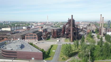 Panoramic-drone-shot-of-the-former-industrial-area-of-Dolní-Vítkovice-in-Ostrava