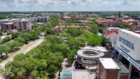 Aerial-pushing-past-University-of-Florida-Football-Stadium-revealing-Gainesville-Florida