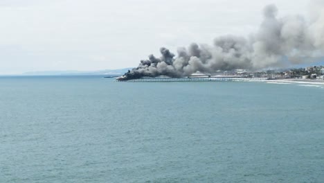 aerial-view-of-pier-on-fire