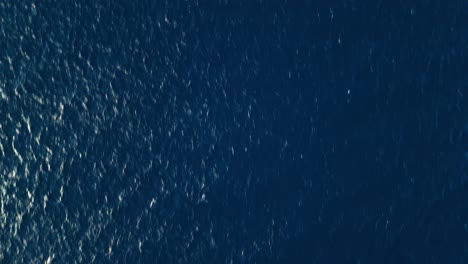 Aerial-top-down-pan-across-shining-ocean-water-surface-of-Pacific