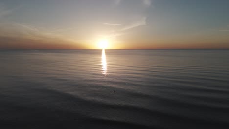 Aerial-View-of-the-Baltic-Sea-at-Sunset,-Jurkalne,-Latvia