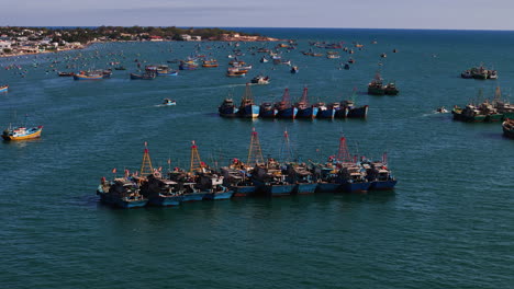 Commercial-Fishing-Boats-On-The-Shores-Of-South-China-Sea,-Southeast-Asia