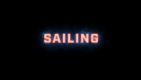 A-short-high-quality-motion-graphic-typographic-reveal-of-the-words-"sailing"-with-various-colour-options-on-a-black-background,-animated-in-and-animated-out-with-electric,-misty-elements