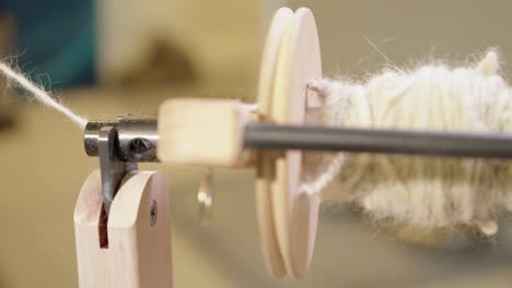 Craft-detail-closeup:-Tool-used-to-load-wool-yarn-onto-spinning-wheel