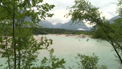 soca-river-near-bovec,-wide-static-shot,-location-of-filming-Narnia-movie