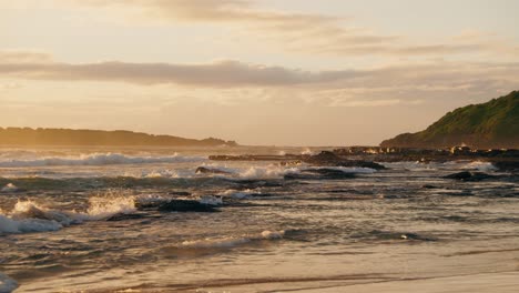 MM-Beach-sunrise-with-Rock-shelf,-Port-Kembla,-NSW,-Australia