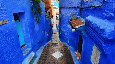 Chefchaouen-Schöne-Blaue-Stadt-Nach-Regen,-Nordmarokko-Afrika