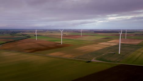 Forward-drone-travel-to-a-wind-farm-in-France