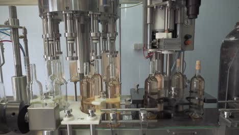 Máquinas-Automáticas-Para-Llenar-Y-Tapar-Botellas-De-Vino-Rosado-En-Fábrica