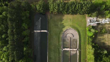 Wastewater-Treatment-Plant-And-Houses-In-Collierville,-Tennessee---Aerial-Top-Down