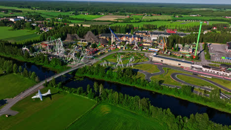 Powerpark-amusement-park-and-the-Mika-Salo-circuit,-in-Finland---Aerial-view