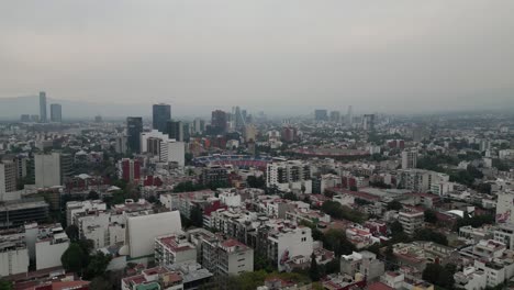 Aerial-View-of-Ciudad-de-los-Deportes,-Nestled-between-Colonia-Noche-Buena-and-Colonia-Napoles