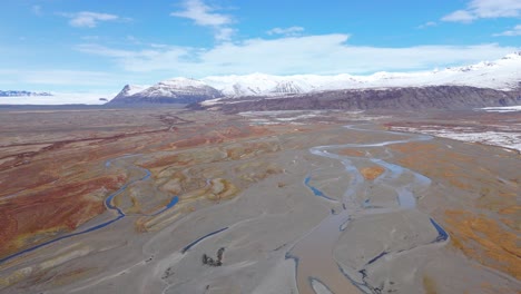 Rivers-of-melted-glacial-ice-from-snowy-glacier-mountains-beyond